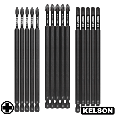 15 x Mixed PH 150mm Impact Screwdriver Bits PH1 PH2 PH3