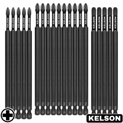 20 x Mixed PH 150mm Impact Screwdriver Bits PH1 PH2 PH3