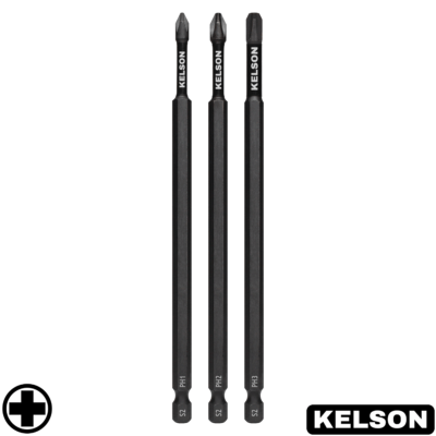 3 x Mixed PH 150mm Impact Screwdriver Bits PH1 PH2 PH3