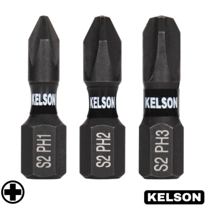 3 x Mixed PH 25mm Impact Screwdriver Bits PH1 PH2 PH3