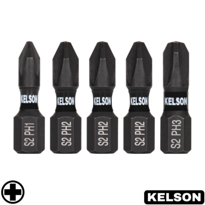 5 x Mixed PH 25mm Impact Screwdriver Bits PH1 PH2 PH3