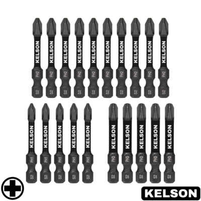 20 x Mixed PH 50mm Impact Screwdriver Bits PH1 PH2 PH3