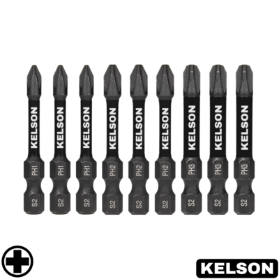 9 x Mixed PH 50mm Impact Screwdriver Bits PH1 PH2 PH3