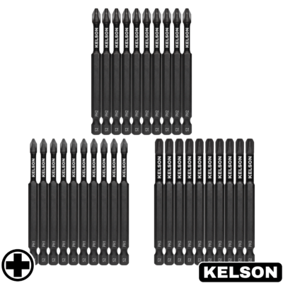 30 x Mixed PH 90mm Impact Screwdriver Bits PH1 PH2 PH3