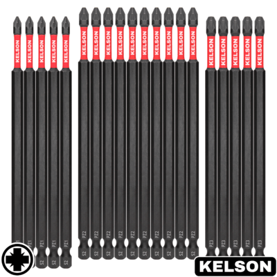 20 x Mixed Pozi 150mm Impact Screwdriver Bits PZ1 PZ2 PZ3