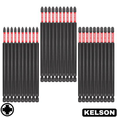 30 x Mixed Pozi 150mm Impact Screwdriver Bits PZ1 PZ2 PZ3