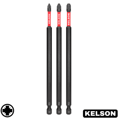 3 x Mixed Pozi 150mm Impact Screwdriver Bits PZ1 PZ2 PZ3