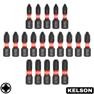 20 x Mixed Pozi 25mm Impact Screwdriver Bits PZ1 PZ2 PZ3