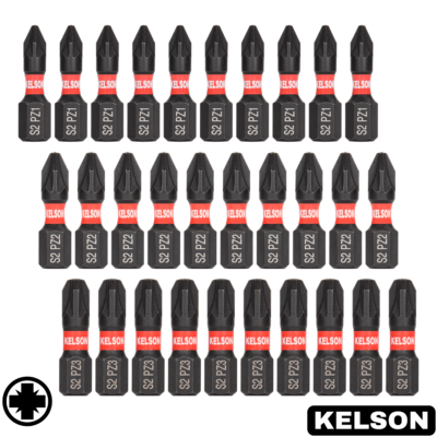 30 x Mixed Pozi 25mm Impact Screwdriver Bits PZ1 PZ2 PZ3