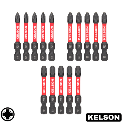 15 x Mixed Pozi 50mm Impact Screwdriver Bits PZ1 PZ2 PZ3