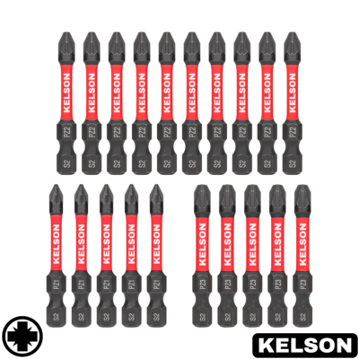 20 x Mixed Pozi 50mm Impact Screwdriver Bits PZ1 PZ2 PZ3