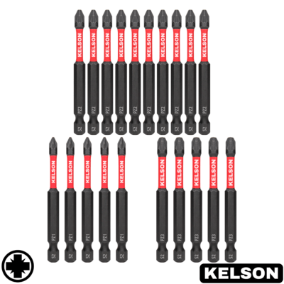 20 x Mixed Pozi 75mm Impact Screwdriver Bits PZ1 PZ2 PZ3