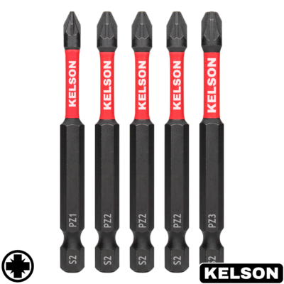 5 x Mixed Pozi 75mm Impact Screwdriver Bits PZ1 PZ2 PZ3