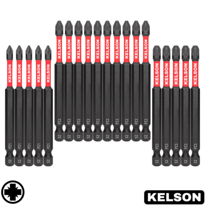 20 x Mixed Pozi 90mm Impact Screwdriver Bits PZ1 PZ2 PZ3