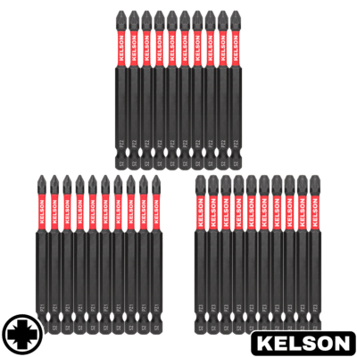 30 x Mixed Pozi 90mm Impact Screwdriver Bits PZ1 PZ2 PZ3