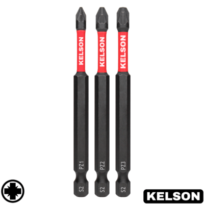 3 x Mixed Pozi 90mm Impact Screwdriver Bits PZ1 PZ2 PZ3