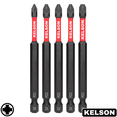 5 x Mixed Pozi 90mm Impact Screwdriver Bits PZ1 PZ2 PZ3