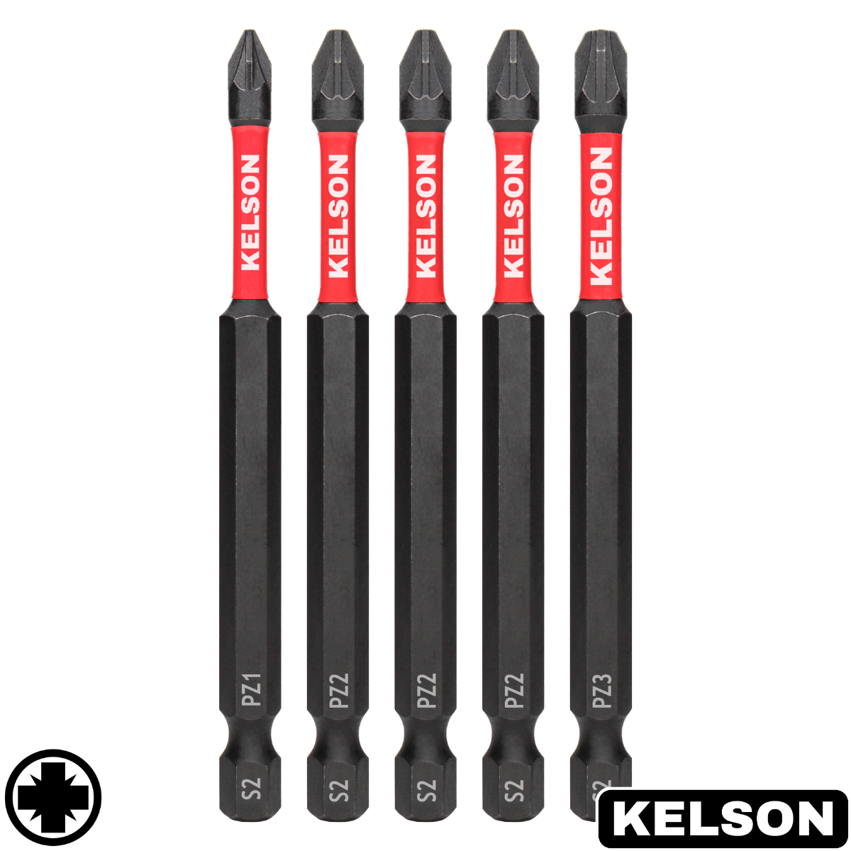 5 x Mixed Pozi 90mm Impact Screwdriver Bits PZ1 PZ2 PZ3