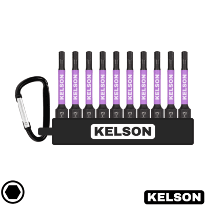 10 x 3mm Hex Impact Screwdriver Bit Set 50mm Length