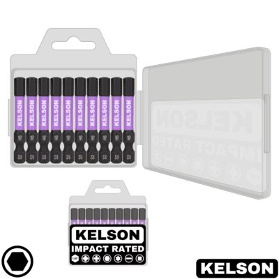 10pcs 6mm Hex Impact Screwdriver Bit Set In Storage Case 50mm Length