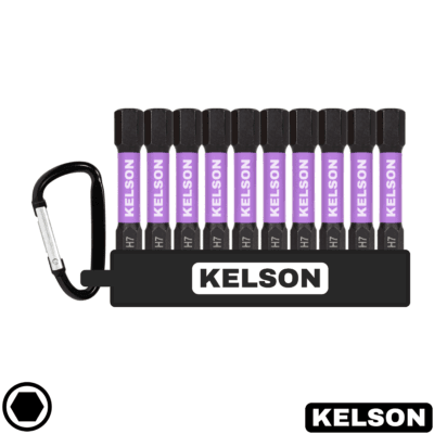 10 x 7mm Hex Impact Screwdriver Bit Set 50mm Length