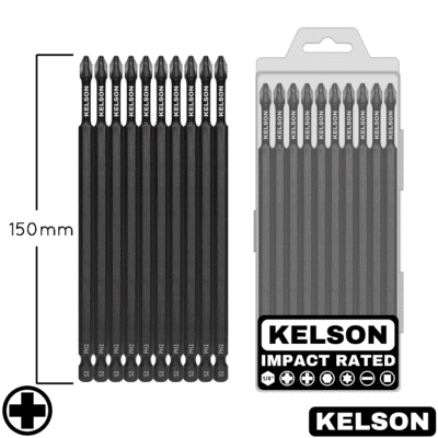 10pcs PH2 Impact Screwdriver Bit Set In Storage Case 150mm Length