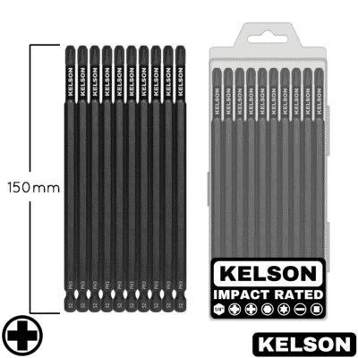 10pcs PH3 Impact Screwdriver Bit Set In Storage Case 150mm Length