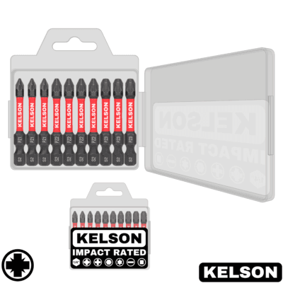 10pcs Mixed Pozi Impact Screwdriver Bit Set In Storage Case 50mm Length V1