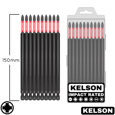 10pcs PZ1 Pozi Impact Screwdriver Bit Set In Storage Case 150mm Length