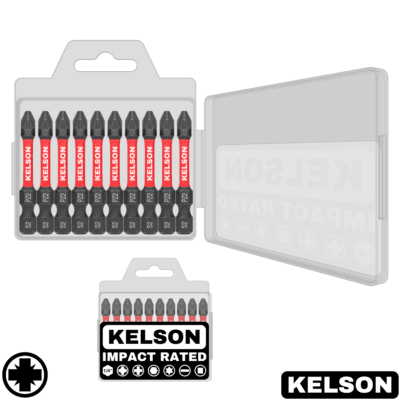 10pcs PZ2 Pozi Impact Screwdriver Bit Set In Storage Case 50mm Length