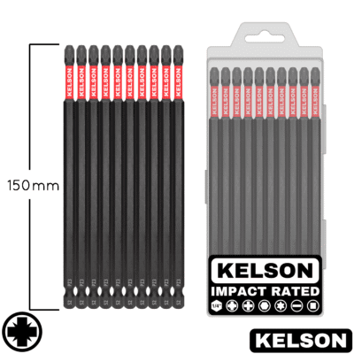 10pcs PZ3 Pozi Impact Screwdriver Bit Set In Storage Case 150mm Length