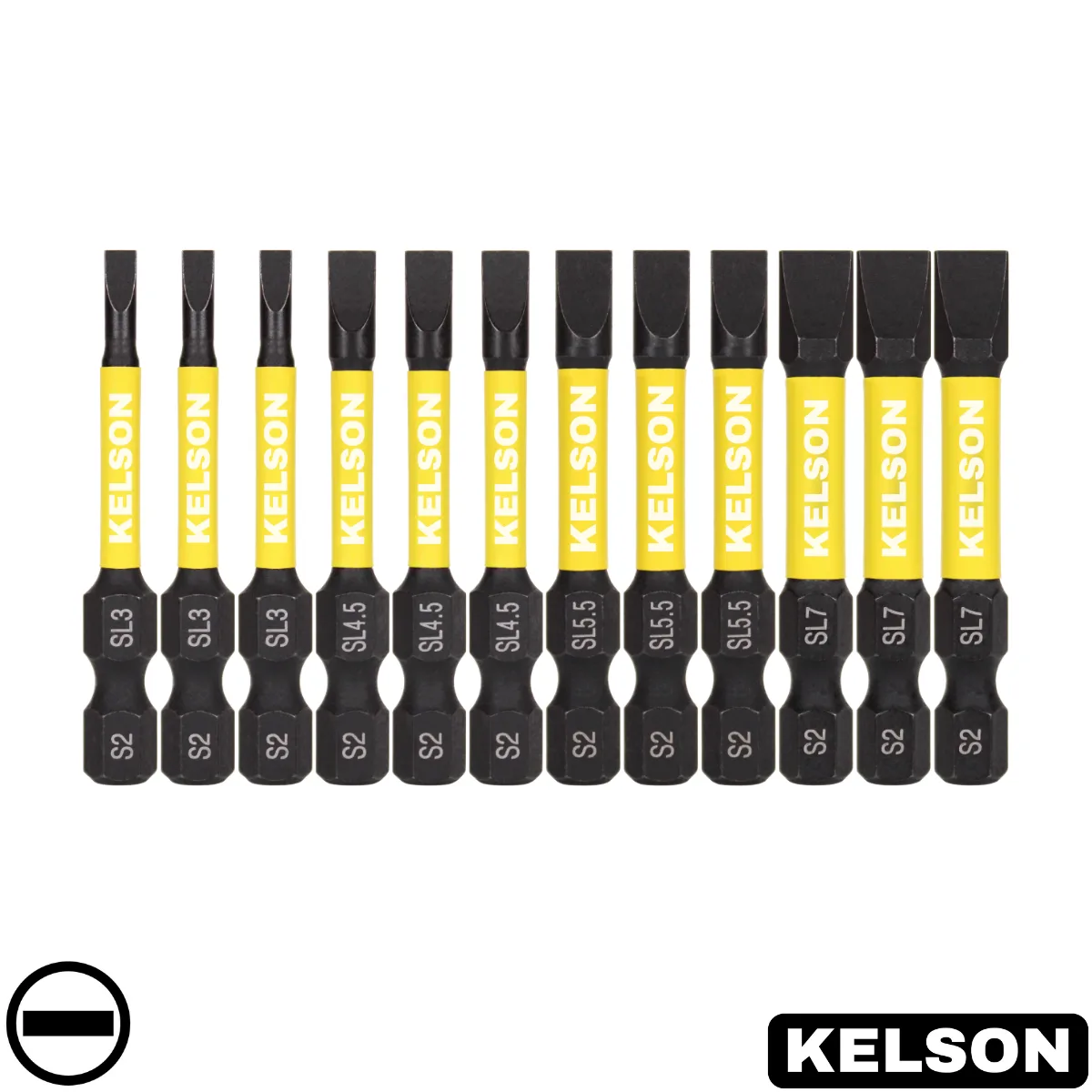 12 x Mixed Slot Flat-Head Impact Screwdriver Bits 50mm