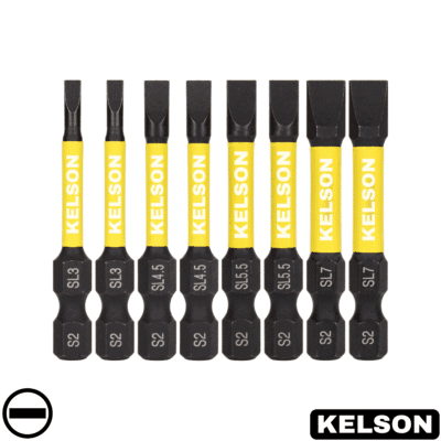 8 x Mixed Slot Flat-Head Impact Screwdriver Bits 50mm