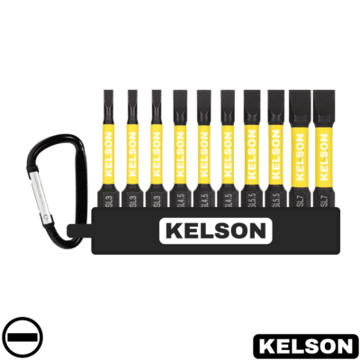 10 x Mixed Slot Flat-Head Impact Screwdriver Bit Set 50mm Length V2