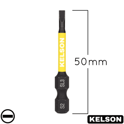 3mm Slot Flat-Head Impact Screwdriver Bits 50mm