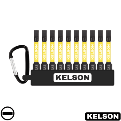 10 x 4.5mm Slot Flat-Head Impact Screwdriver Bit Set 50mm Length