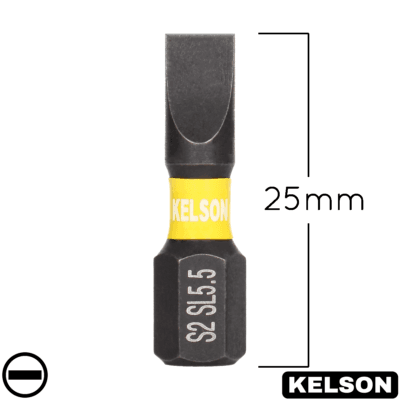 5.5mm Slot Flat-Head Impact Screwdriver Bits 25mm