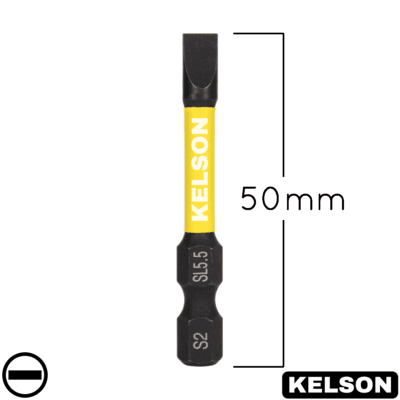 5.5mm Slot Flat-Head Impact Screwdriver Bits 50mm