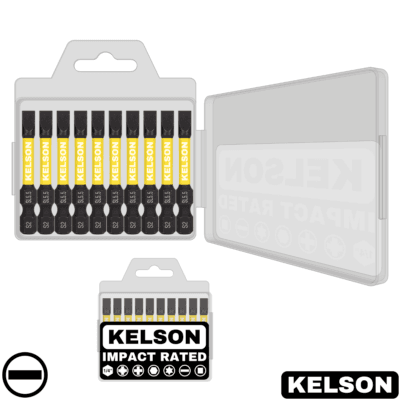 10pcs 5.5mm Slot Flat-Head Impact Screwdriver Bit Set In Storage Case 50mm Length