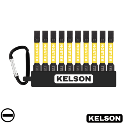 10 x 5.5mm Slot Flat-Head Impact Screwdriver Bit Set 50mm Length