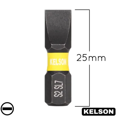7mm Slot Flat-Head Impact Screwdriver Bits 25mm