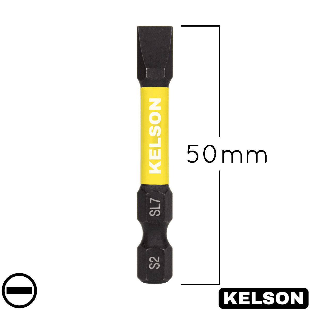 7mm Slot Flat-Head Impact Screwdriver Bits 50mm