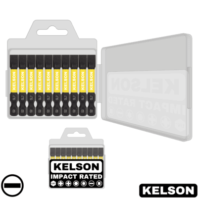 10pcs 7mm Slot Flat-Head Impact Screwdriver Bit Set In Storage Case 50mm Length