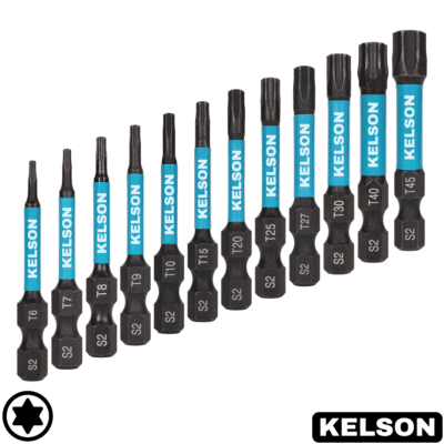 12 x Mixed TX Star Drive Impact Screwdriver Bits 50mm