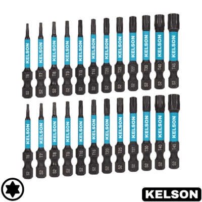 24 x Mixed TX Star Drive Impact Screwdriver Bits 50mm