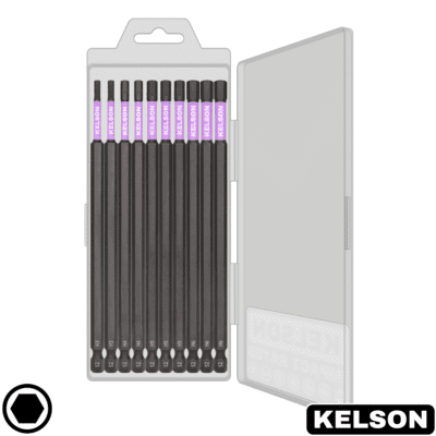 10pcs 150mm Hex Impact Screwdriver Bit Set V1 In Storage Case Extra Long