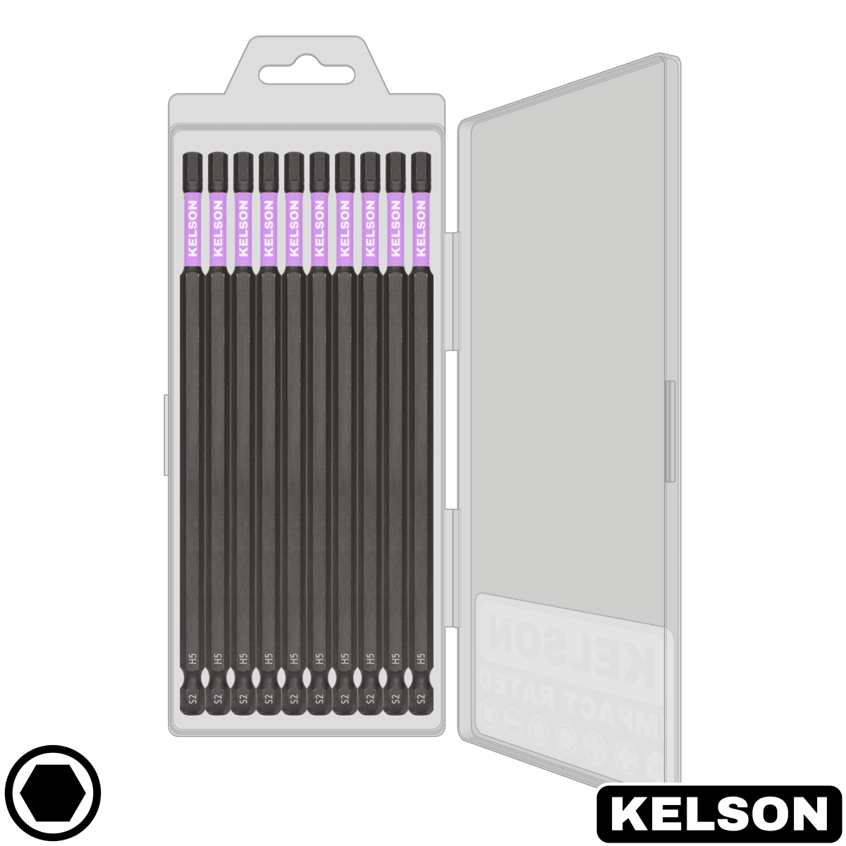 10pcs 5mm Hex H5 Impact Screwdriver Bit Set In Storage Case 150mm Length