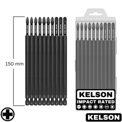 10pcs Mixed PH Impact Screwdriver Bit Set In Storage Case 150mm Length V1