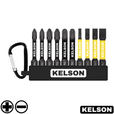 10pcs Phillips & Slot 50mm Impact Screwdriver Bit Set With Storage Clip