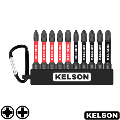 10pcs Pozi & Phillips Impact Screwdriver Bit Set With Storage Clip 50mm Length